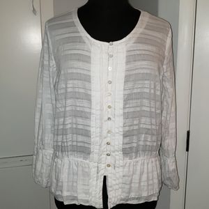 Coldwater Creek 1x white ruffle peasant poet top